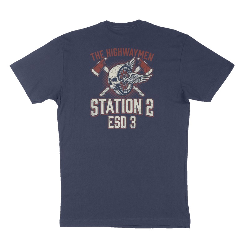 Custom t-shirt: "Station 2", Back print, navy shirt