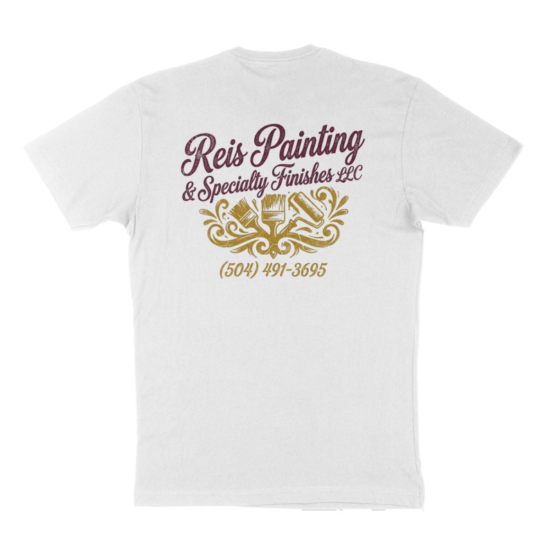 Custom t-shirt: "Reis Painting & Specialty Finishes LLC", Back print, white shirt