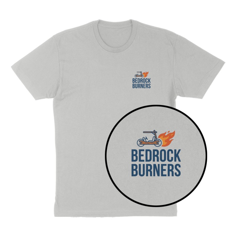 Custom t-shirt: "Bedrock Burners", Left Chest print, heather-gray shirt