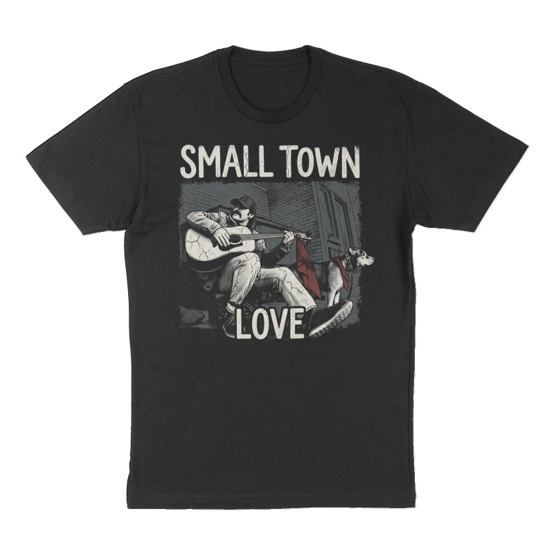 Custom t-shirt: "Small Town Love", Front print, black shirt