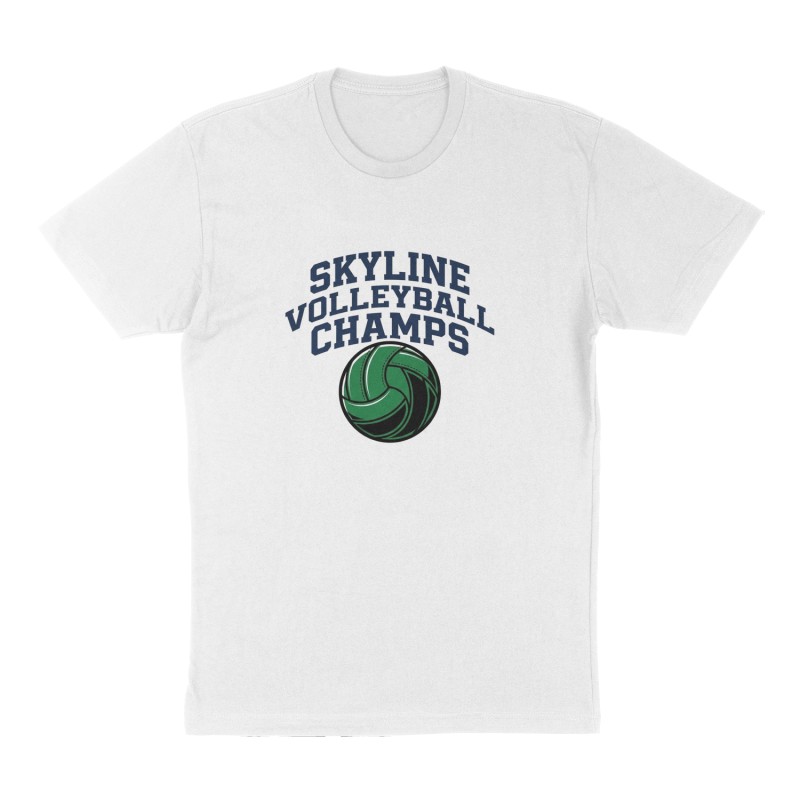 Custom t-shirt: "Skyline volleyball champs", Front print, white shirt
