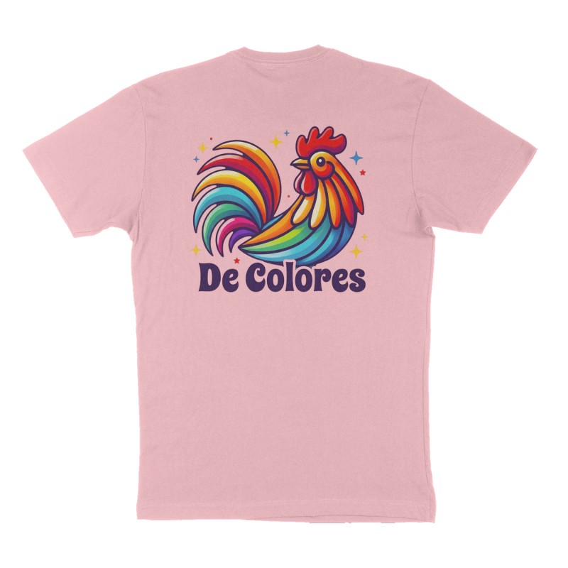 Custom t-shirt: "De Colores", Back print, pink shirt