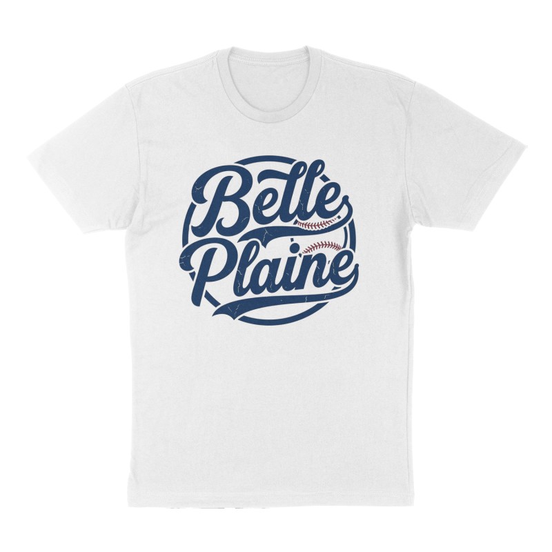 Custom t-shirt: "Belle Plaine", Front print, white shirt