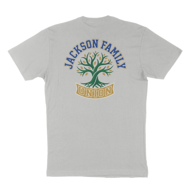 Custom t-shirt: "Jackson Family Union ", Back print, heather-gray shirt