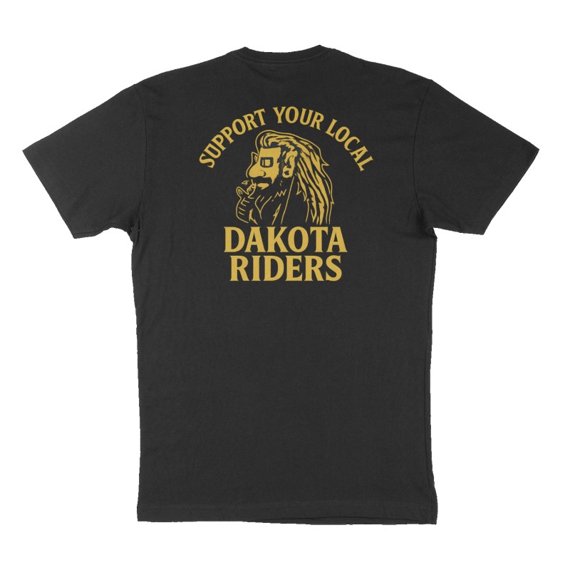 Custom t-shirt: "Support your local Dakota Riders ", Back print, black shirt