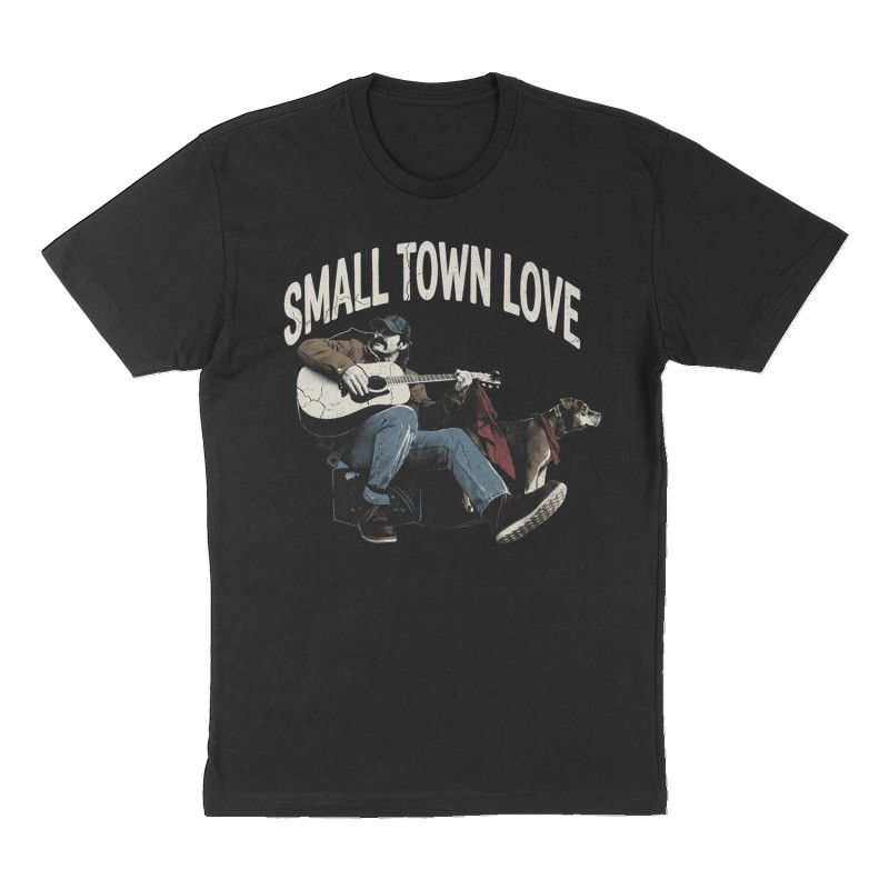 Custom t-shirt: "Small Town Love", Front print, black shirt