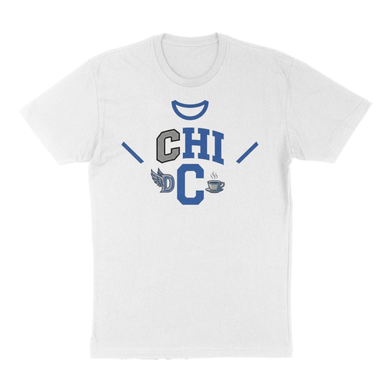 Custom t-shirt: "CHI", Front print, white shirt