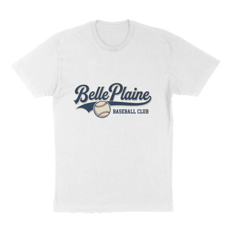 Custom t-shirt: "Belle Plaine", Front print, white shirt