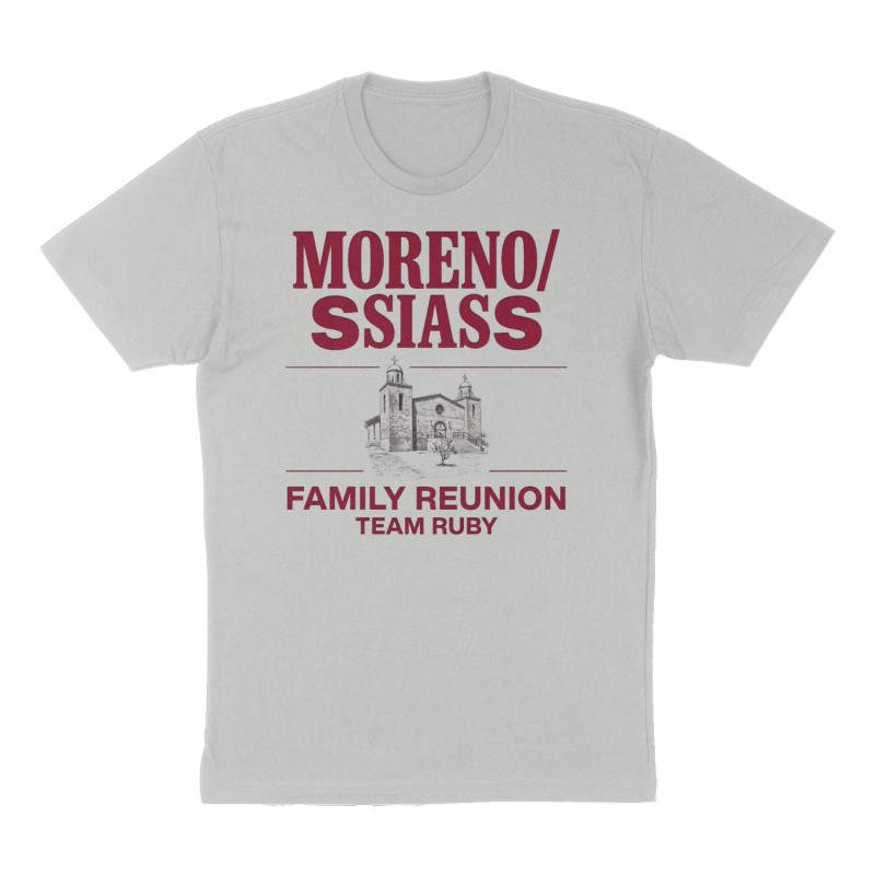 Custom t-shirt: "Moreno/Sias Family Reunion", Front print, heather-gray shirt