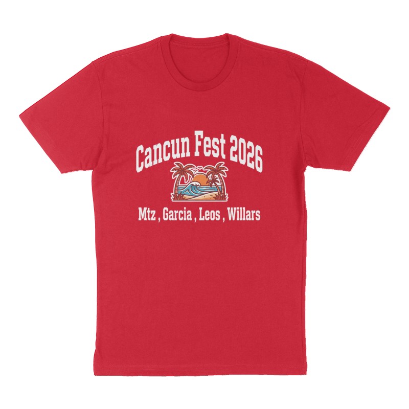 Custom t-shirt: "Cancun Fest 2026 ", Front print, red shirt