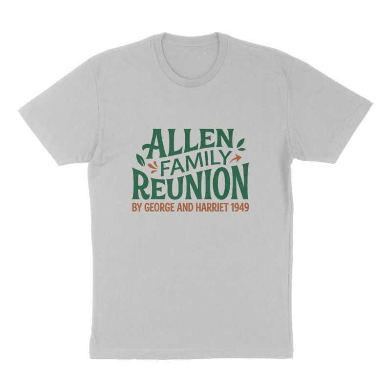 Custom t-shirt: "Allen family reunion ", Front print, heather-gray shirt
