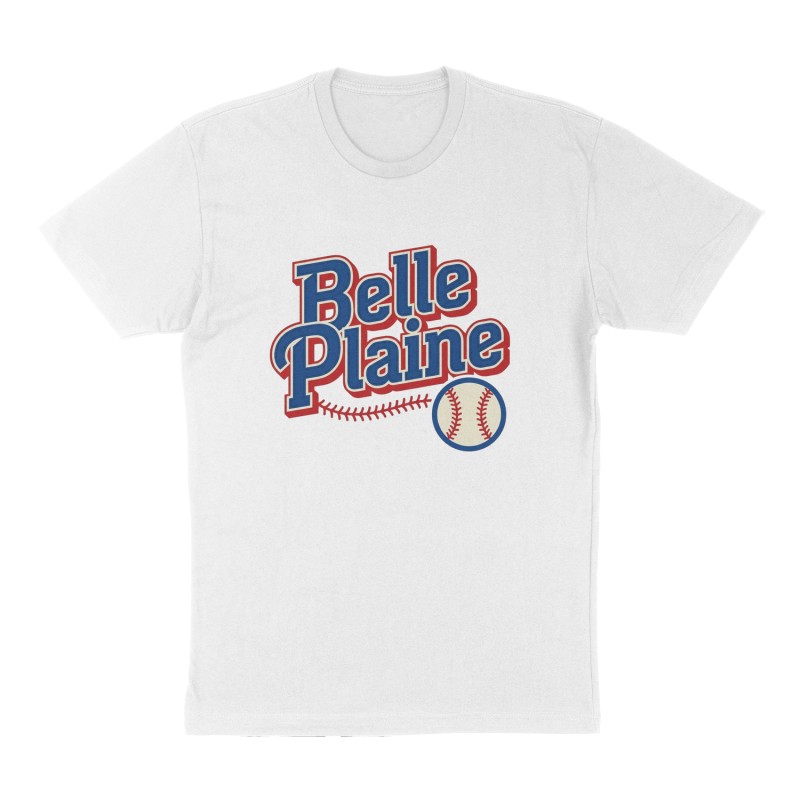 Custom t-shirt: "Belle Plaine", Front print, white shirt