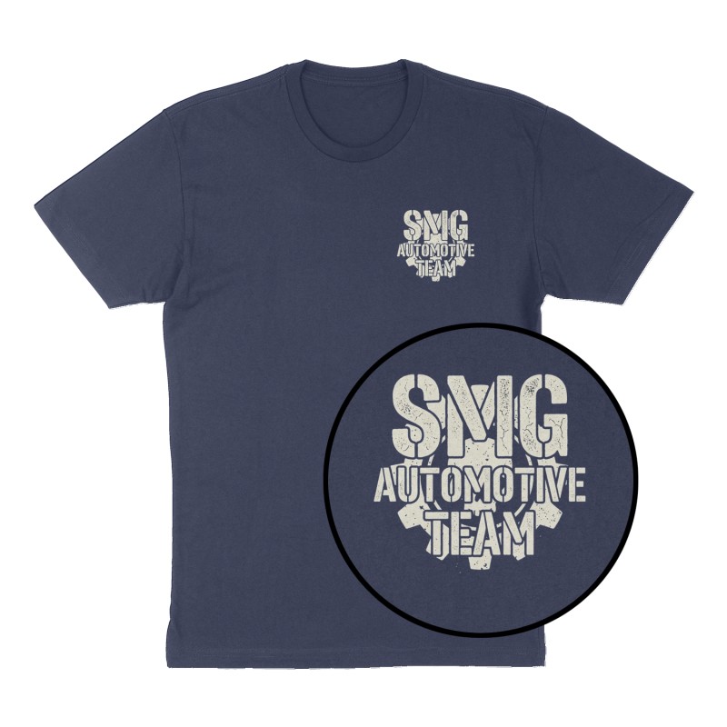 Custom t-shirt: "SMG AUTOMOTIVE TEAM", Left Chest print, navy shirt