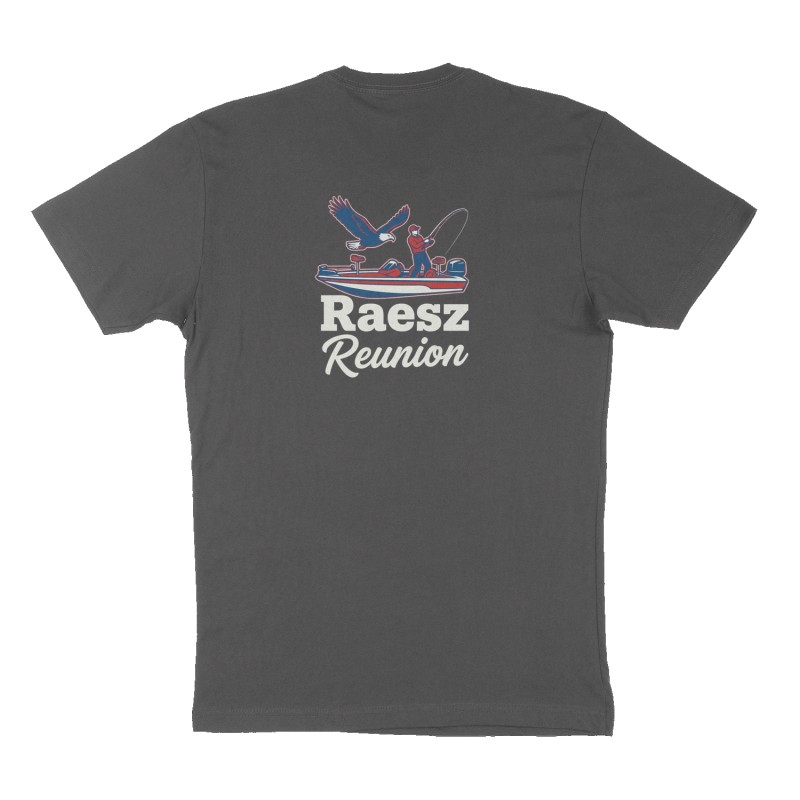 Custom t-shirt: "Raesz Reunion", Back print, charcoal shirt