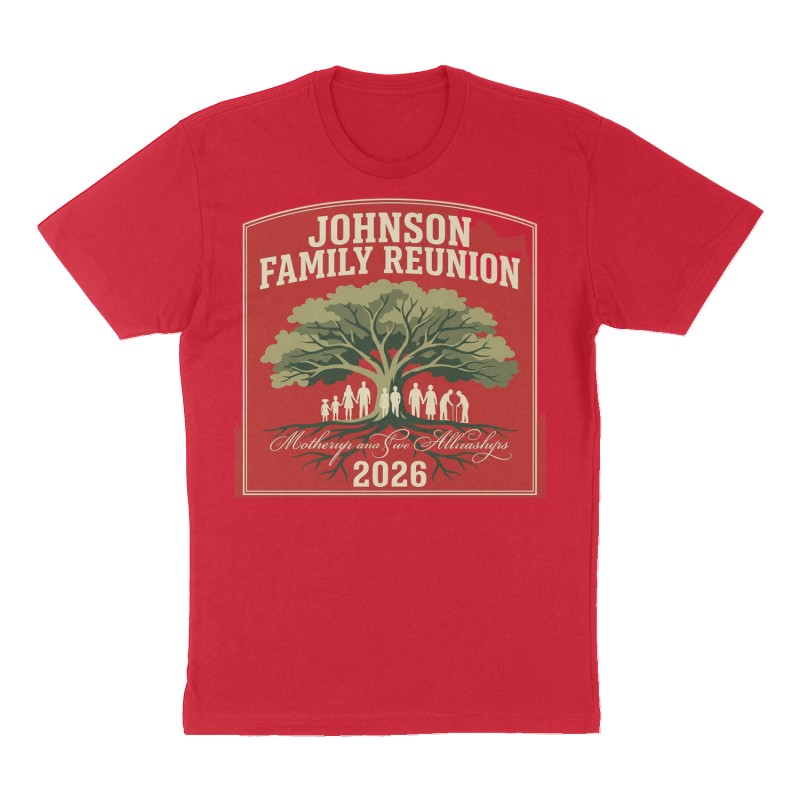 Custom t-shirt: "Johnson Family Reunion", red shirt