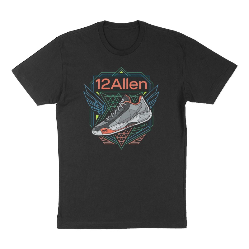Custom t-shirt: "12Allen", Front print, black shirt
