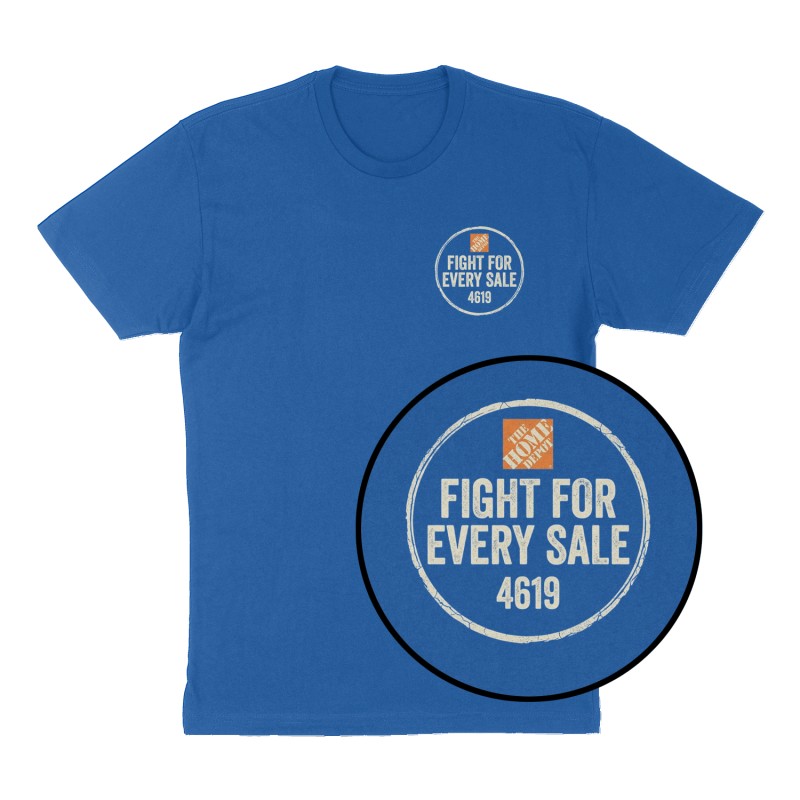 Custom t-shirt: "Fight for every sale ", Left Chest print, royal-blue shirt