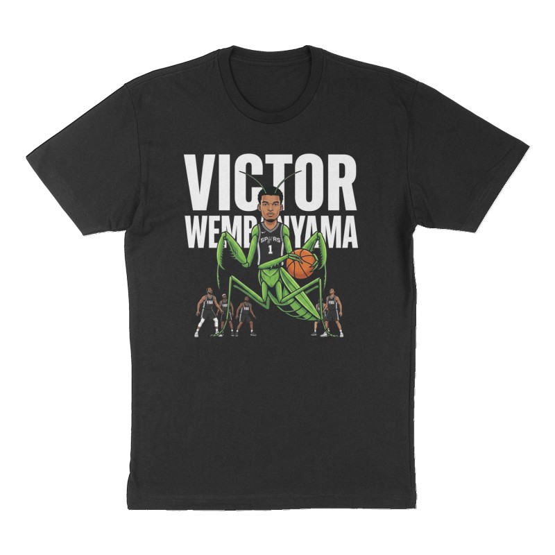 Custom t-shirt: "Victor Wembanyama", Front print, black shirt