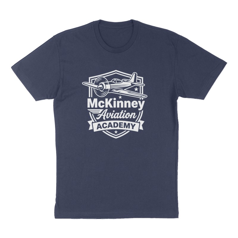 Custom t-shirt: "McKinney Aviation Academy", Front print, navy shirt
