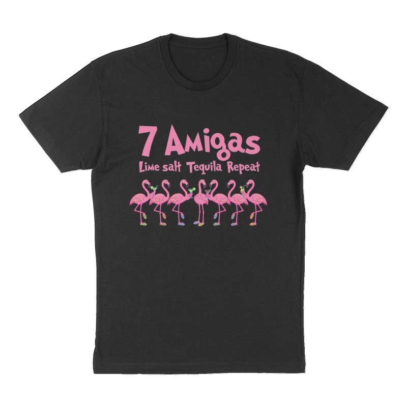 Custom t-shirt: "7 Amigas ", Front print, black shirt