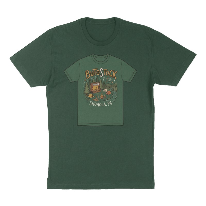 Custom t-shirt design, Front print, forest-green shirt