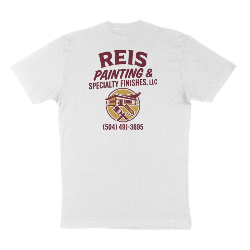 Custom t-shirt: "Reis Painting & Specialty Finishes , LLC", Back print, white shirt