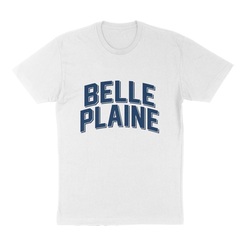 Custom t-shirt: "Belle Plaine", Front print, white shirt