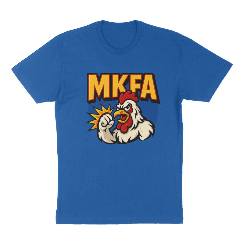 Custom t-shirt: "MKFA", Front print, royal-blue shirt