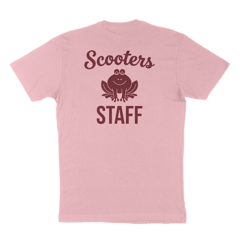 Custom t-shirt: "Scooters staff", Back print, pink shirt