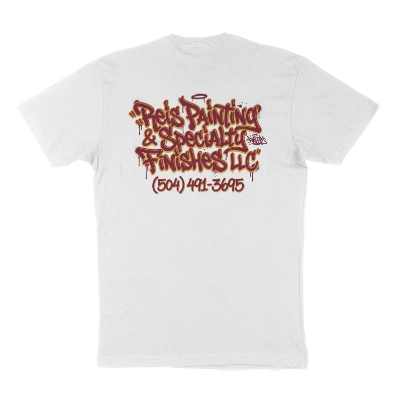 Custom t-shirt: "Reis Painting & Specialty Finishes LLC", Back print, white shirt