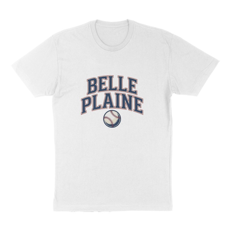Custom t-shirt: "Belle Plaine", Front print, white shirt