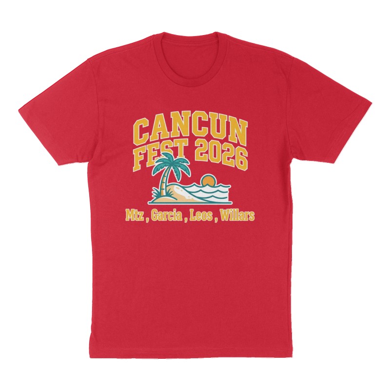 Custom t-shirt: "Cancun Fest 2026 ", Front print, red shirt