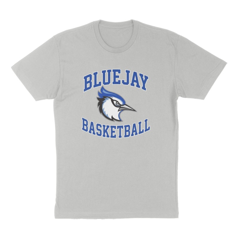 Custom t-shirt: "Bluejay Basketball", Front print, heather-gray shirt