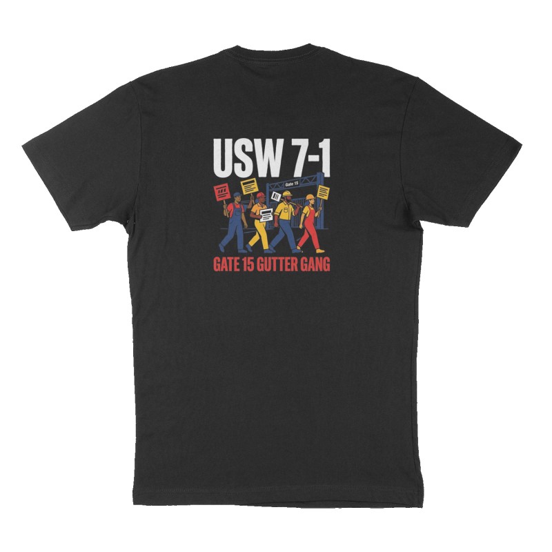 Custom t-shirt: "USW 7-1", Back print, black shirt