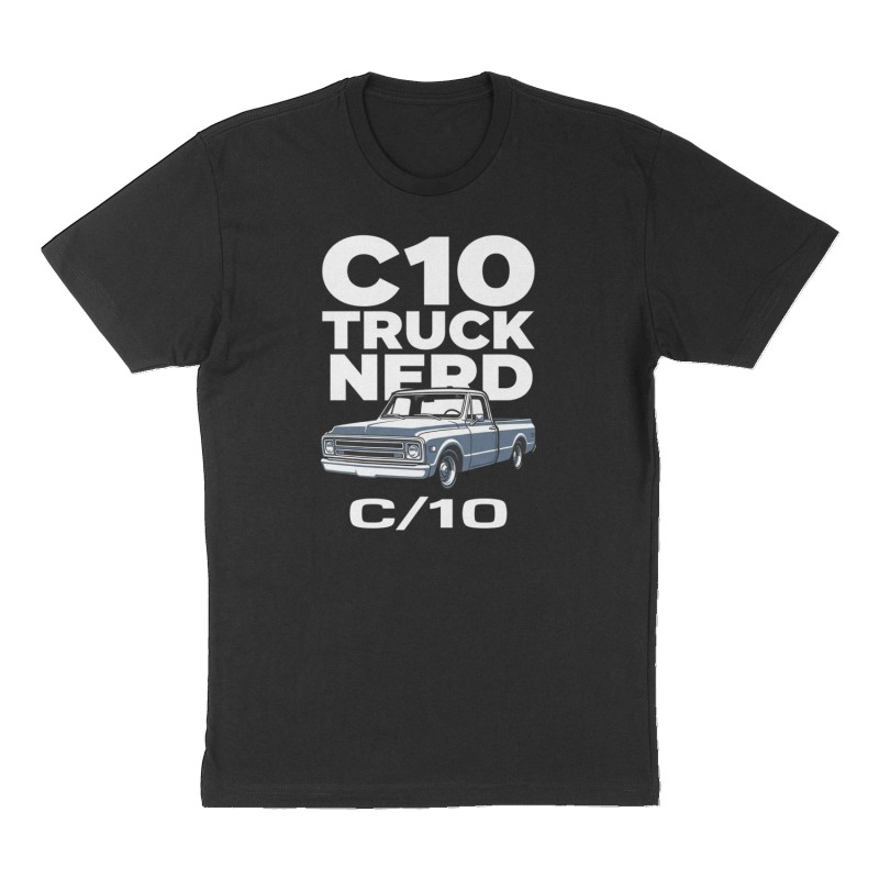 Custom t-shirt: "C10 Truck Nerd", Front print, black shirt