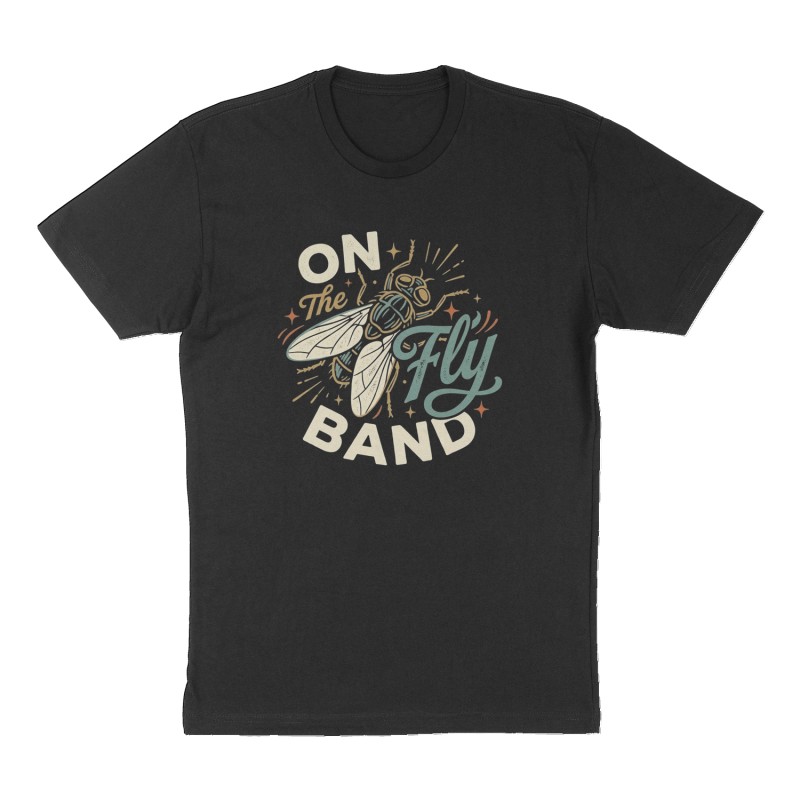 Custom t-shirt: "On the fly band ", Front print, black shirt