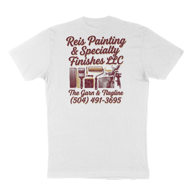 Custom t-shirt: "Reis Painting & Specialty Finishes LLC", Back print, white shirt