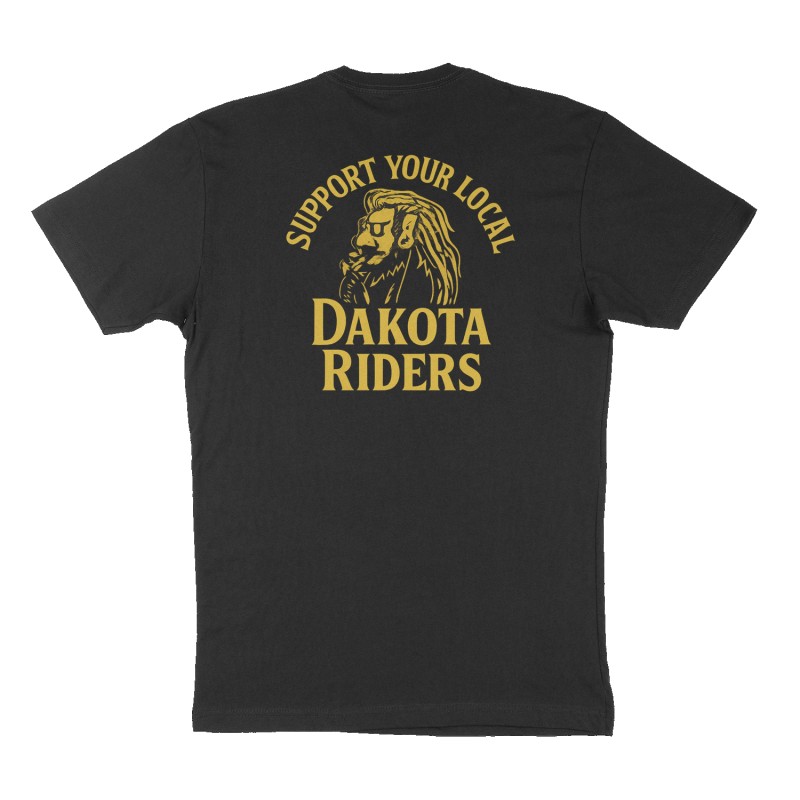Custom t-shirt: "Support your local Dakota Riders ", Back print, black shirt