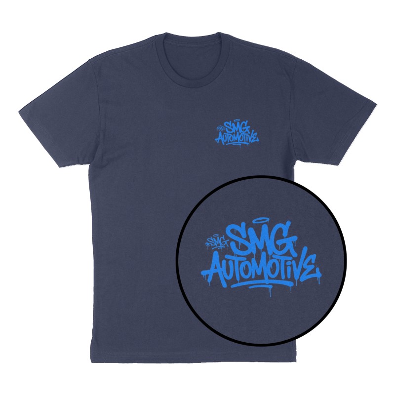 Custom t-shirt: "SMG AUTOMOTIVE", Left Chest print, navy shirt