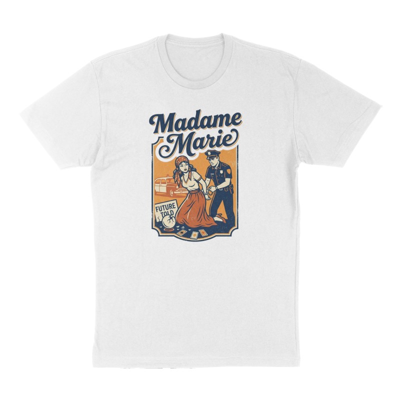 Custom t-shirt: "Madame Marie", Front print, white shirt
