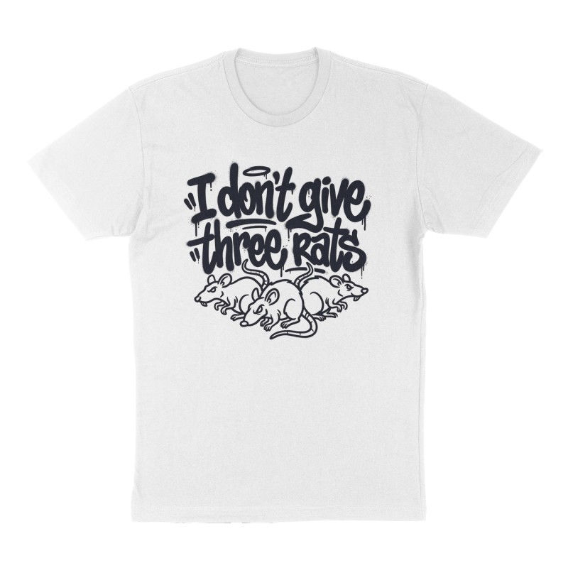 Custom t-shirt: "I don’t give three rats", Front print, white shirt