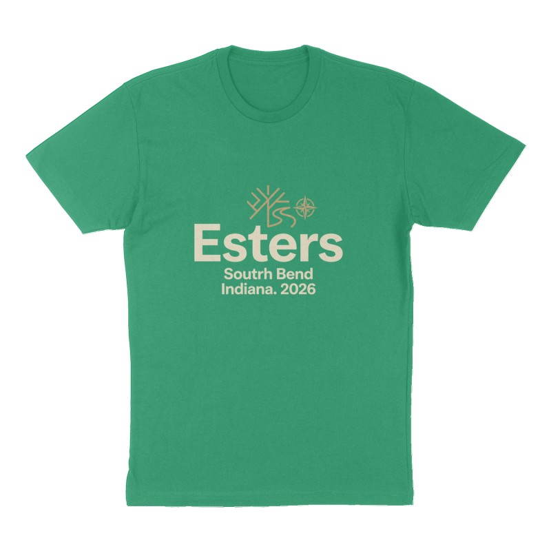 Custom t-shirt: "Esters ", Front print, green shirt