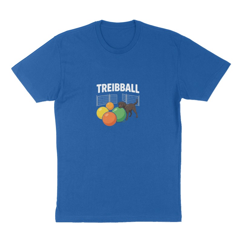 Custom t-shirt: "Treibball", Front print, royal-blue shirt