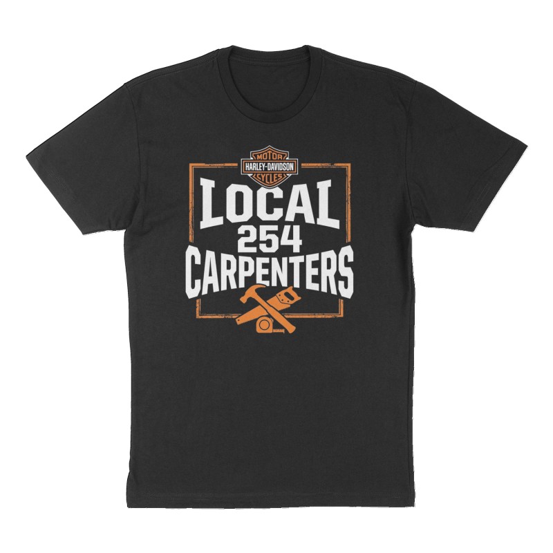 Custom t-shirt: "Local 254 carpenters ", Front print, black shirt