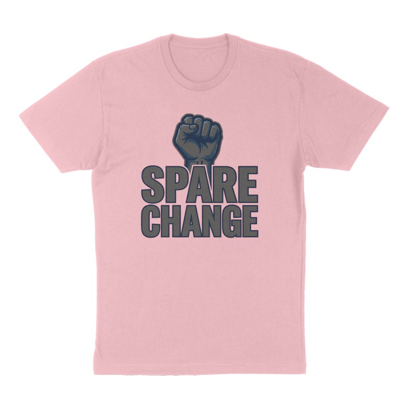 Custom t-shirt: "Spare Change", Front print, pink shirt