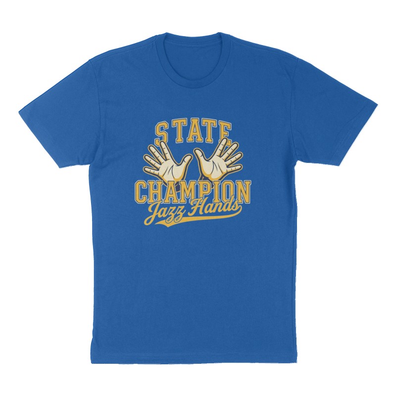Custom t-shirt: "State Chmpion", Front print, royal-blue shirt