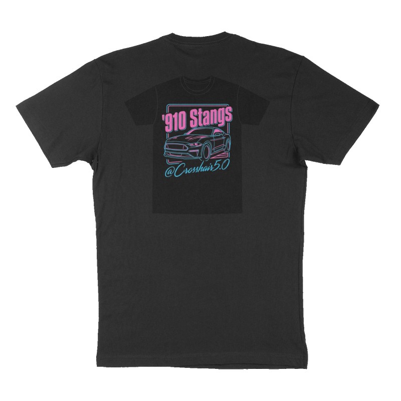 Custom t-shirt: "910 Stangs", Back print, black shirt