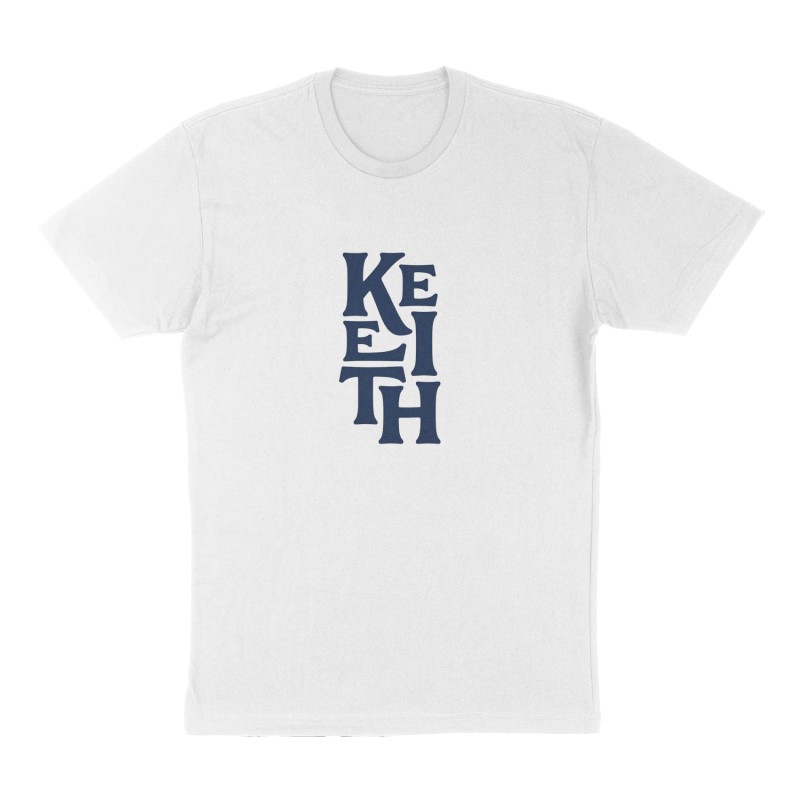 Custom t-shirt: "KEITH", Front print, white shirt