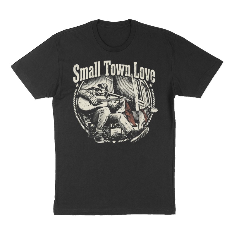 Custom t-shirt: "Small Town Love", Front print, black shirt