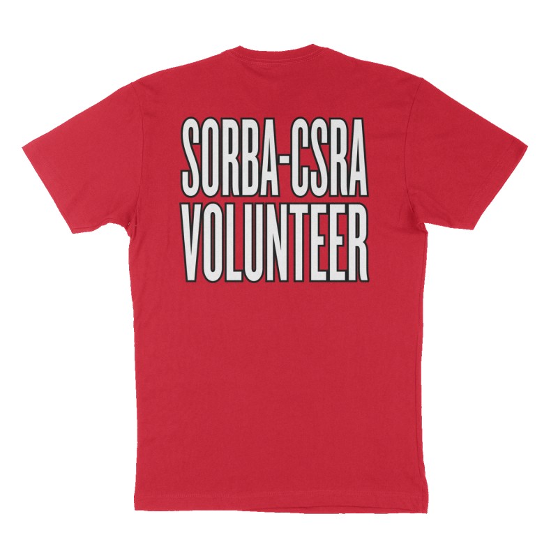 Custom t-shirt: "SORBA-CSRA Volunteer", Back print, red shirt